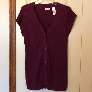 Purple Button Up Sweater With Belt